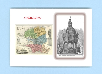 Cartes Postales impression Noir avec dpartement sur la ville de GUIMILIAU Titre : baptistere de l eglise