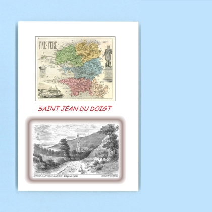 Cartes Postales impression Noir avec dpartement sur la ville de ST JEAN DU DOIGT Titre : village et eglise