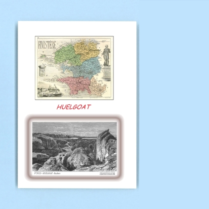 Cartes Postales impression Noir avec dpartement sur la ville de HUELGOAT Titre : rochers
