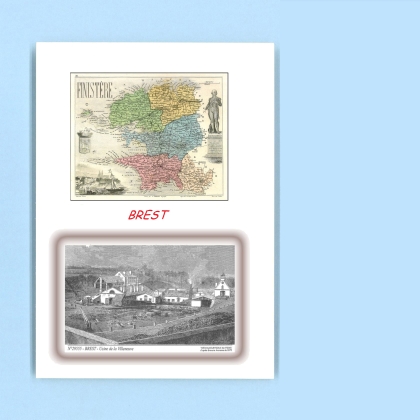 Cartes Postales impression Noir avec dpartement sur la ville de BREST Titre : usine de la villeneuve
