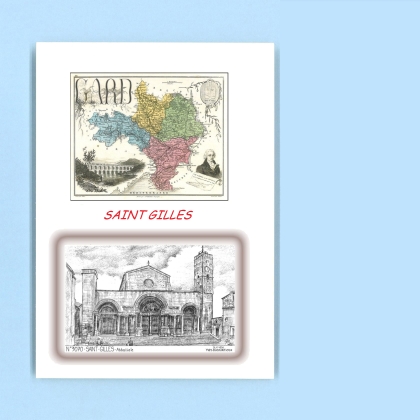 Cartes Postales impression Noir avec dpartement sur la ville de ST GILLES Titre : abbatiale