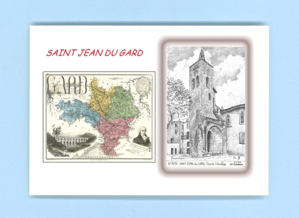Cartes Postales impression Noir avec dpartement sur la ville de ST JEAN DU GARD Titre : tour de l horloge