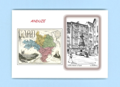 Cartes Postales impression Noir avec dpartement sur la ville de ANDUZE Titre : la pagode