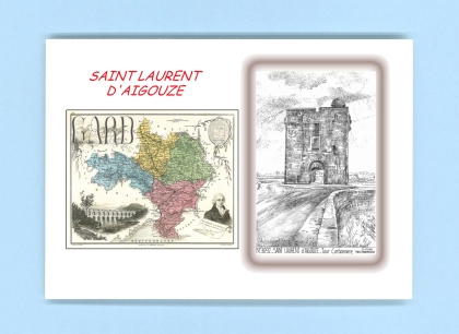Cartes Postales impression Noir avec dpartement sur la ville de ST LAURENT D AIGOUZE Titre : tour carbonniere
