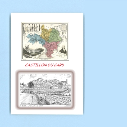 Cartes Postales impression Noir avec dpartement sur la ville de CASTILLON DU GARD Titre : vue