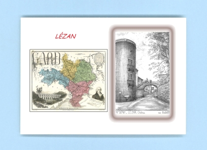Cartes Postales impression Noir avec dpartement sur la ville de LEZAN Titre : rue