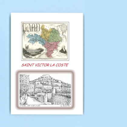 Cartes Postales impression Noir avec dpartement sur la ville de ST VICTOR LA COSTE Titre : vue