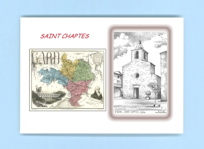 Cartes Postales impression Noir avec dpartement sur la ville de ST CHAPTES Titre : eglise