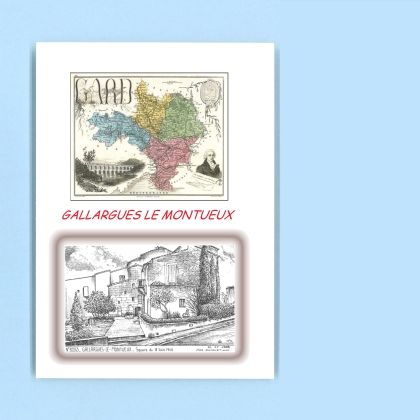 Cartes Postales impression Noir avec dpartement sur la ville de GALLARGUES LE MONTUEUX Titre : square du 18 juin 1940