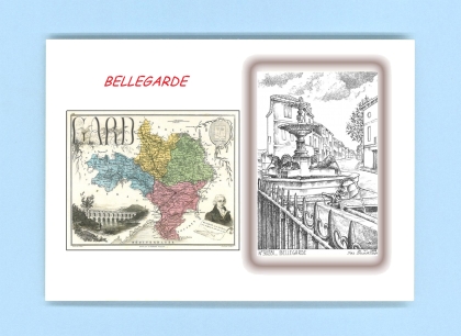 Cartes Postales impression Noir avec dpartement sur la ville de BELLEGARDE Titre : vue
