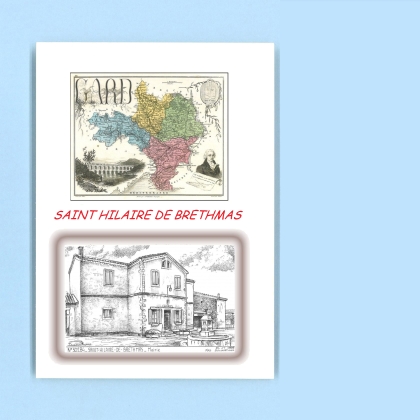 Cartes Postales impression Noir avec dpartement sur la ville de ST HILAIRE DE BRETHMAS Titre : mairie