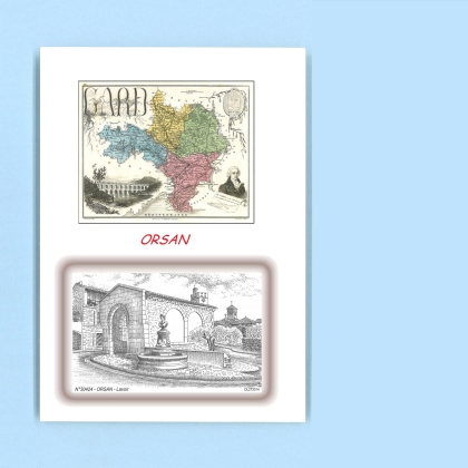 Cartes Postales impression Noir avec dpartement sur la ville de ORSAN Titre : lavoir