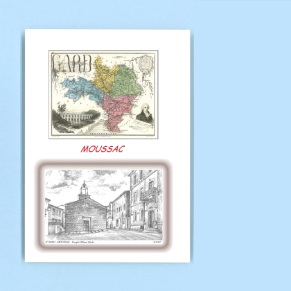 Cartes Postales impression Noir avec dpartement sur la ville de MOUSSAC Titre : temple XIeme siecle