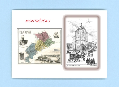 Cartes Postales impression Noir avec dpartement sur la ville de MONTREJEAU Titre : eglise