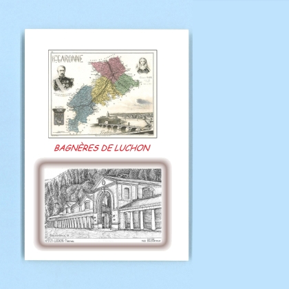 Cartes Postales impression Noir avec dpartement sur la ville de BAGNERES DE LUCHON Titre : thermes de luchon