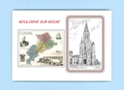 Cartes Postales impression Noir avec dpartement sur la ville de BOULOGNE SUR GESSE Titre : eglise