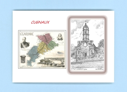 Cartes Postales impression Noir avec dpartement sur la ville de CUGNAUX Titre : eglise