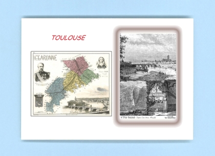 Cartes Postales impression Noir avec dpartement sur la ville de TOULOUSE Titre : vue