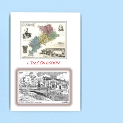 Cartes Postales impression Noir avec dpartement sur la ville de L ISLE EN DODON Titre : pont sur la save