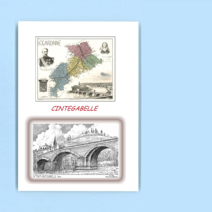 Cartes Postales impression Noir avec dpartement sur la ville de CINTEGABELLE Titre : pont