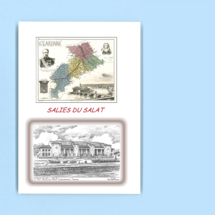 Cartes Postales impression Noir avec dpartement sur la ville de SALIES DU SALAT Titre : etablissement thermal