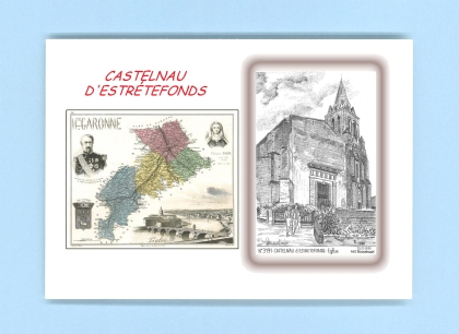 Cartes Postales impression Noir avec dpartement sur la ville de CASTELNAU D ESTRETEFONDS Titre : eglise
