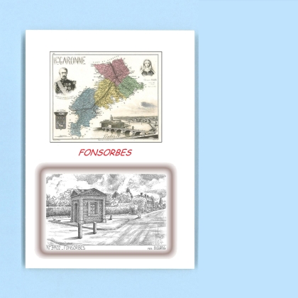 Cartes Postales impression Noir avec dpartement sur la ville de FONSORBES Titre : poids public
