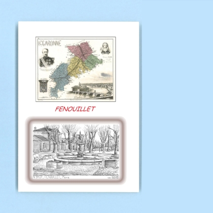 Cartes Postales impression Noir avec dpartement sur la ville de FENOUILLET Titre : mairie