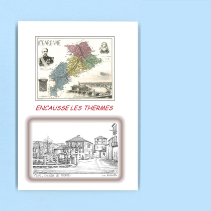 Cartes Postales impression Noir avec dpartement sur la ville de ENCAUSSE LES THERMES Titre : vue