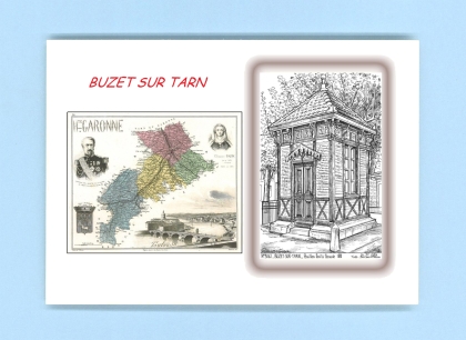 Cartes Postales impression Noir avec dpartement sur la ville de BUZET SUR TARN Titre : pavillon pont a bascule