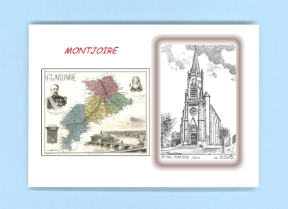 Cartes Postales impression Noir avec dpartement sur la ville de MONTJOIRE Titre : eglise