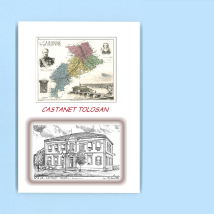 Cartes Postales impression Noir avec dpartement sur la ville de CASTANET TOLOSAN Titre : ancienne mairie