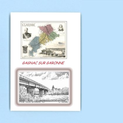 Cartes Postales impression Noir avec dpartement sur la ville de GAGNAC SUR GARONNE Titre : pont
