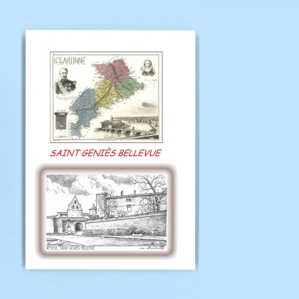 Cartes Postales impression Noir avec dpartement sur la ville de ST GENIES BELLEVUE Titre : vue