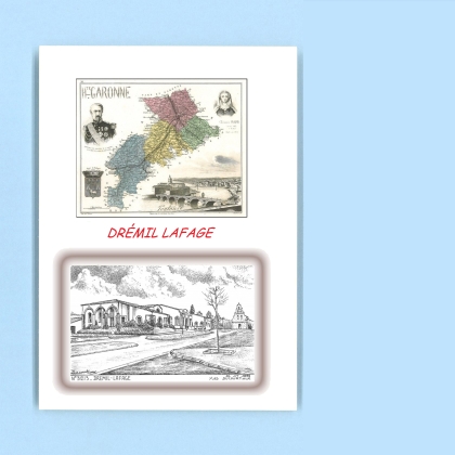 Cartes Postales impression Noir avec dpartement sur la ville de DREMIL LAFAGE Titre : vue