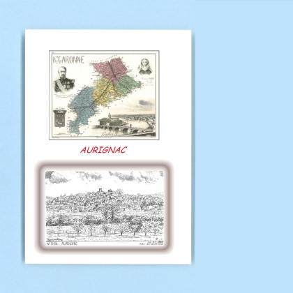 Cartes Postales impression Noir avec dpartement sur la ville de AURIGNAC Titre : vue
