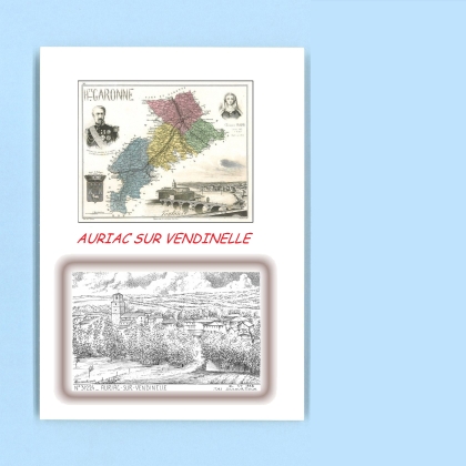 Cartes Postales impression Noir avec dpartement sur la ville de AURIAC SUR VENDINELLE Titre : vue