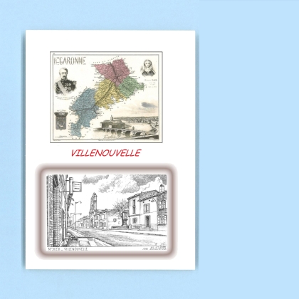 Cartes Postales impression Noir avec dpartement sur la ville de VILLENOUVELLE Titre : vue
