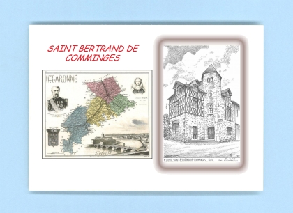 Cartes Postales impression Noir avec dpartement sur la ville de ST BERTRAND DE COMMINGES Titre : poste