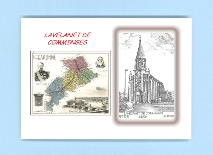 Cartes Postales impression Noir avec dpartement sur la ville de LAVELANET DE COMMINGES Titre : eglise