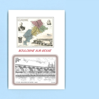 Cartes Postales impression Noir avec dpartement sur la ville de BOULOGNE SUR GESSE Titre : viaduc