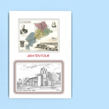 Cartes Postales impression Noir avec dpartement sur la ville de GRATENTOUR Titre : eglise