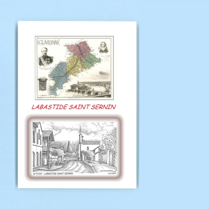 Cartes Postales impression Noir avec dpartement sur la ville de LABASTIDE ST SERNIN Titre : vue