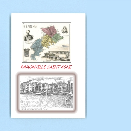 Cartes Postales impression Noir avec dpartement sur la ville de RAMONVILLE ST AGNE Titre : port sud
