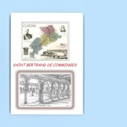 Cartes Postales impression Noir avec dpartement sur la ville de ST BERTRAND DE COMMINGES Titre : cloitre
