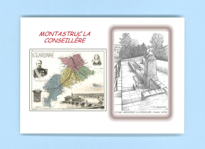 Cartes Postales impression Noir avec dpartement sur la ville de MONTASTRUC LA CONSEILLERE Titre : fontaine
