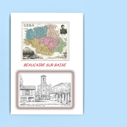 Cartes Postales impression Noir avec dpartement sur la ville de BEAUCAIRE SUR BAISE Titre : eglise