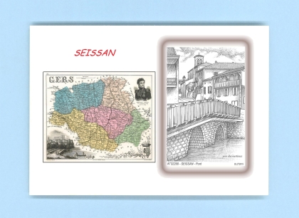Cartes Postales impression Noir avec dpartement sur la ville de SEISSAN Titre : pont