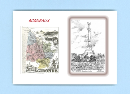 Cartes Postales impression Noir avec dpartement sur la ville de BORDEAUX Titre : monument aux girondins