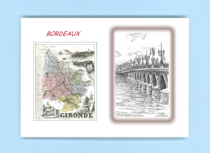 Cartes Postales impression Noir avec dpartement sur la ville de BORDEAUX Titre : pont de pierre